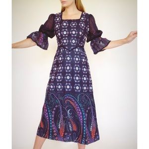 Vintage 1970s Prairie Midi Dress
